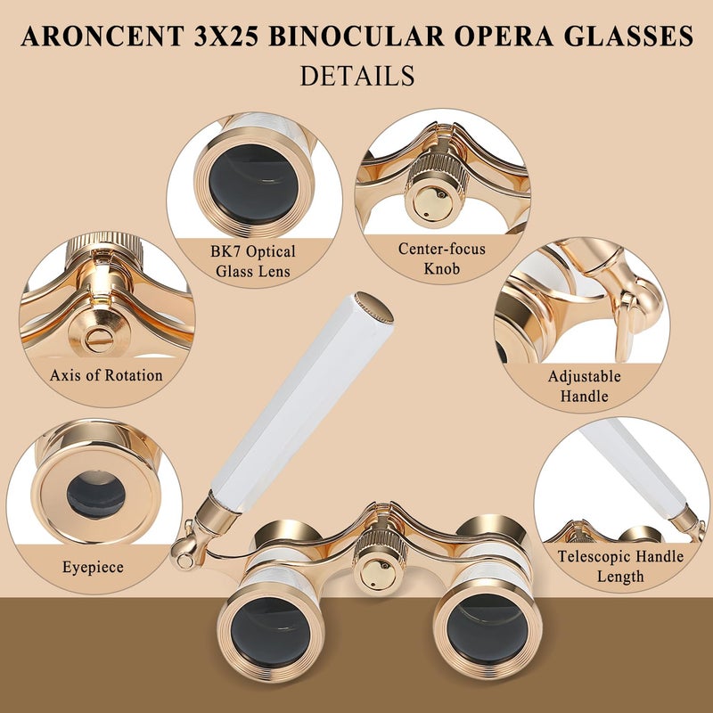 Aroncent Portable Binoculars 3x2.5 Magnification for Theatre Sports Concert Outdoor Camping Color Choice, Base Metal - Image 2